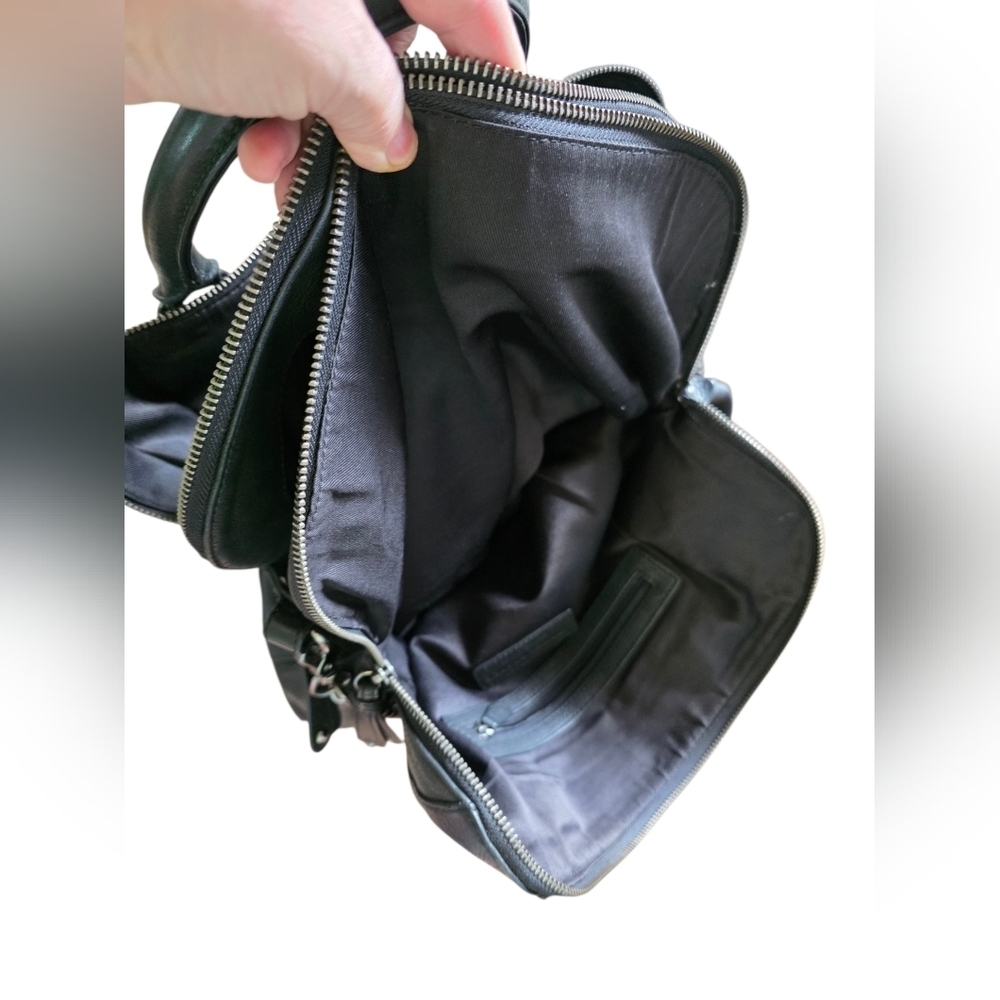 Audrey Brooke Black Leather Tassel Tote with Chain Strap - Picture 5 of 13